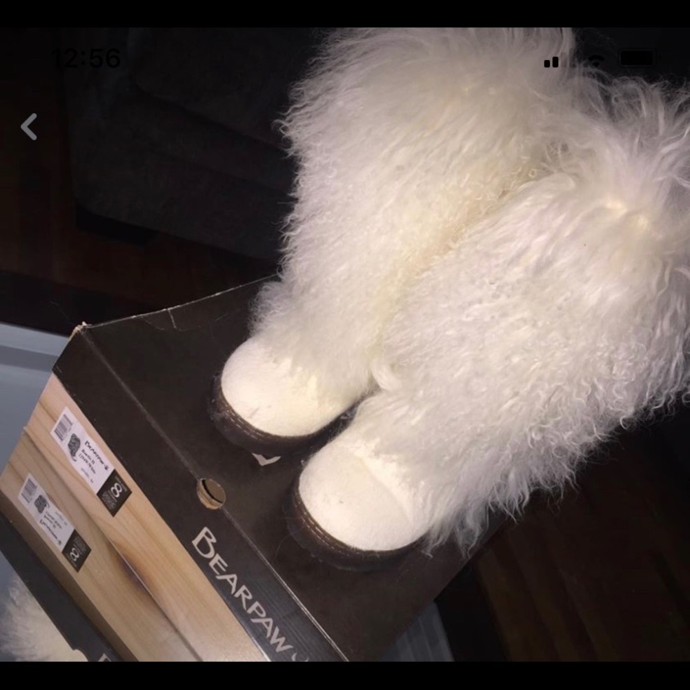 White authentic bearpaw fur boots